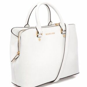Michael Kors White Satchel with Gold Accents